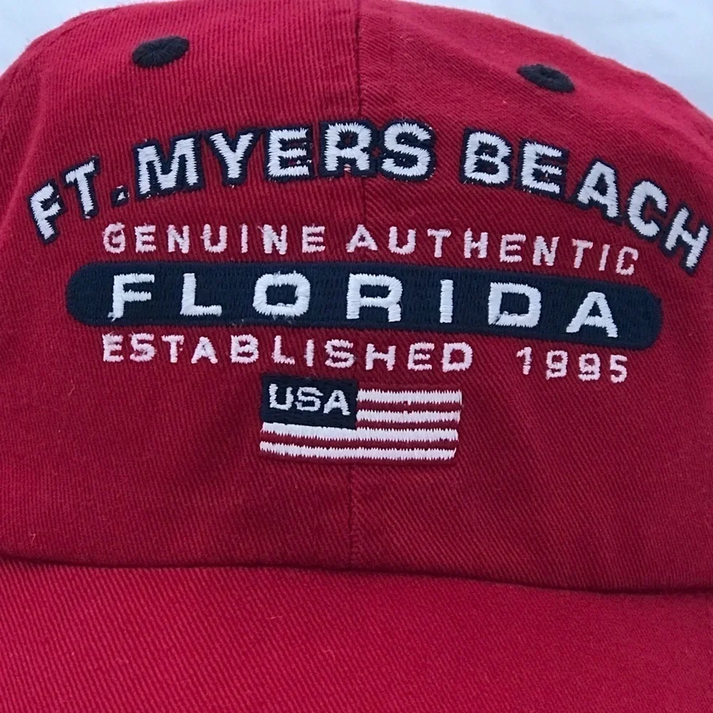 Marco Destin for Fort Meyers Beach Florida AmFlag Adjustable Red Baseball Cap